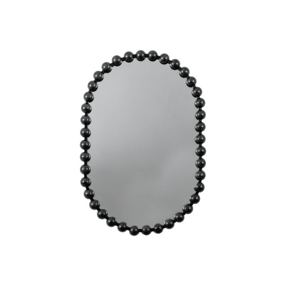 Allure Black Oval Beaded Wall Mirror
