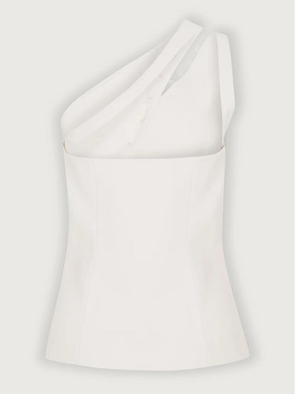 Ascent One-Shoulder Button Detail Top