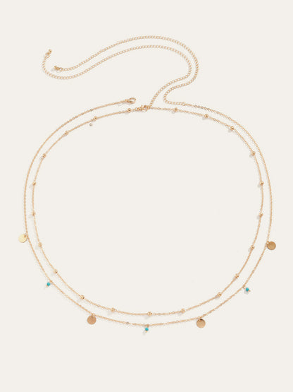 Alloy Colorful Beaded Double Layer Belt