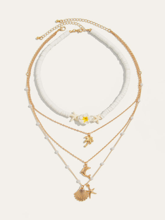 Alloy Blend Beach Style Multi-Layer Necklace