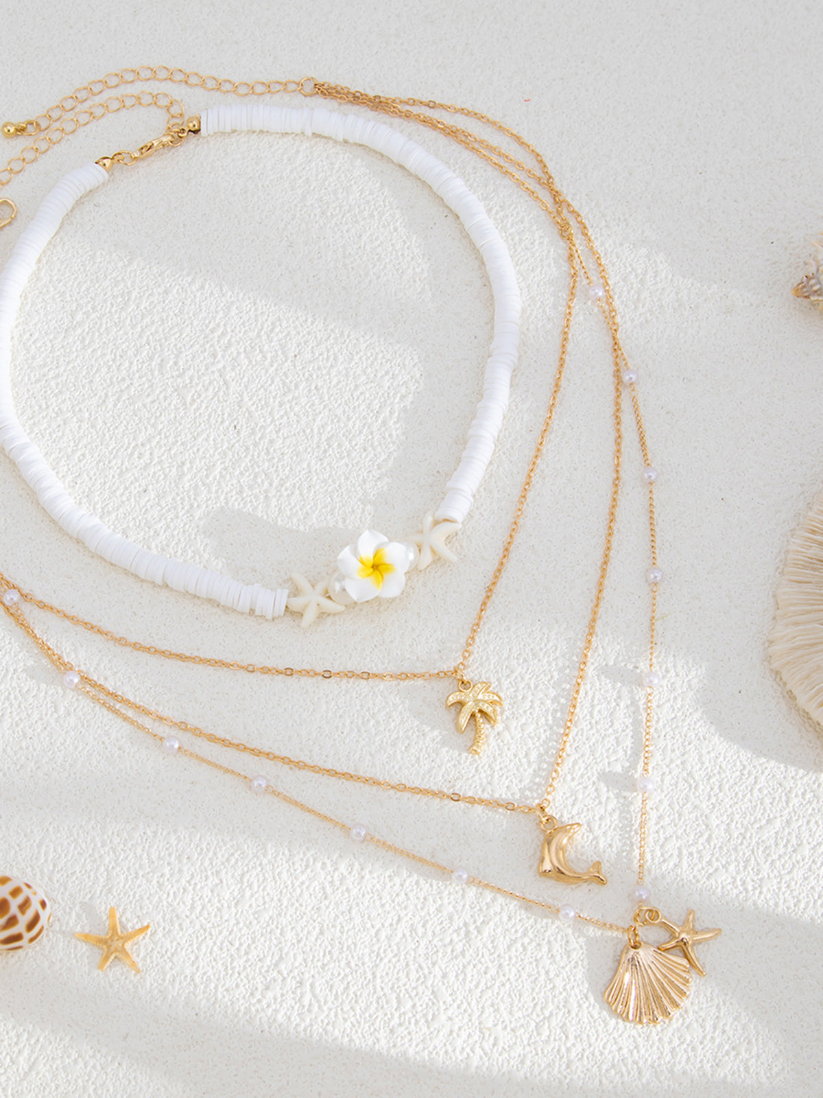 Alloy Blend Beach Style Multi-Layer Necklace