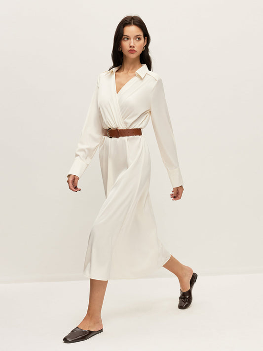 Belted Wrap-Style Shirt Dress
