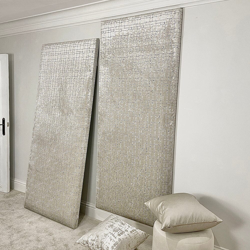 Alessi Black & Pearl Velvet Individual Padded Upholstered Double Width Wall Hanging Headboard Panel - 90cm