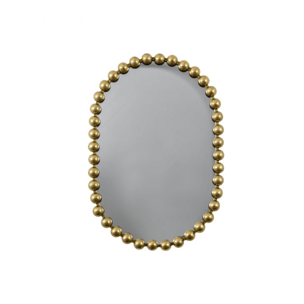 Allure Gold Oval Beaded Wall Mirror