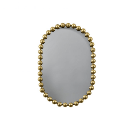 Allure Gold Oval Beaded Wall Mirror