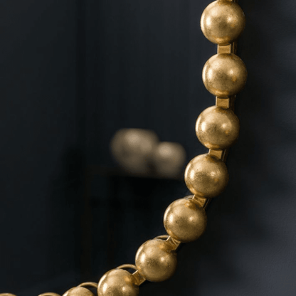 Allure Gold Oval Beaded Wall Mirror