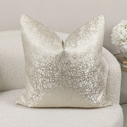 Arya Cream & Gold Geometric Print Cushion - 50x50cm