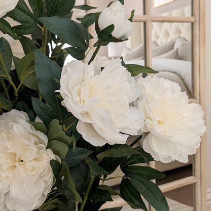 XL White Faux Peony Bush Potted Plant