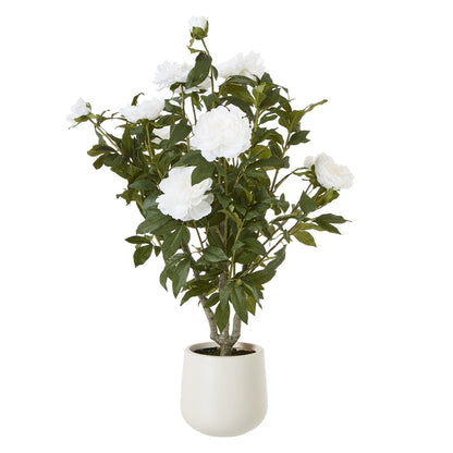 XL White Faux Peony Bush Potted Plant