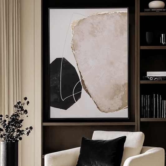Zola Large Framed Neutral & Black Canvas Wall Art