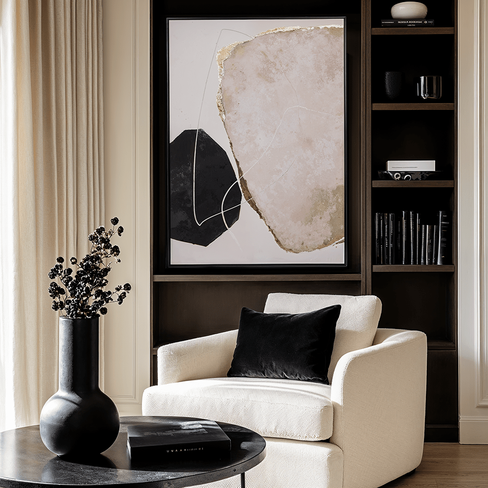 Zola Large Framed Neutral & Black Canvas Wall Art